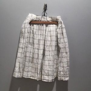 Linen “1950s City”- full a-line skirt-white check